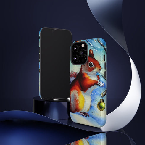A Squirrel Decorates the Forest for Christmas - Impact Resistant Phone Case